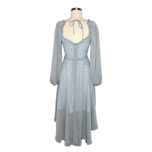 ASTR THE LABEL Blue Orange Ditsy Floral A-Line Midi Dress Women's Size Small - Picture 3 of 8